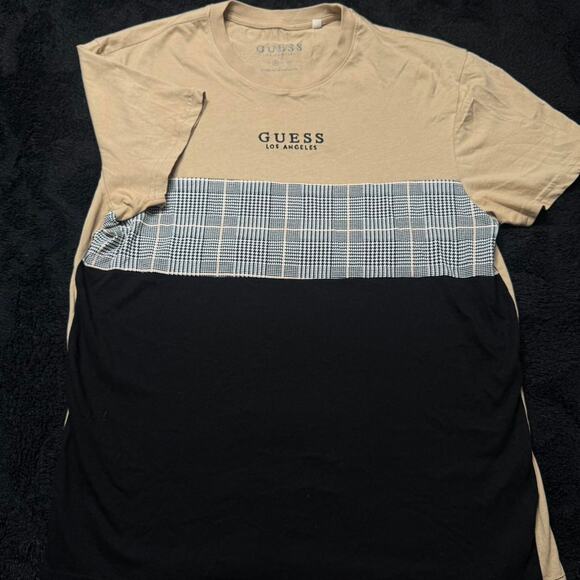 Guess Los Angeles Colorblock Tee – Tan/Black - Picture 1 of 3